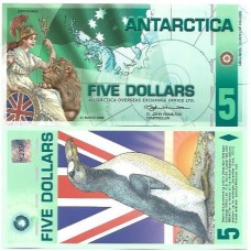 Antártica 5 Dollars Mar/2008 FE Polím