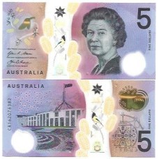 Austrália 5 Dollars 2016 FE P-62a Polím Rainha