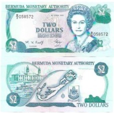 Bermuda 2 Dollars 1997 P-40Ab FE Rainha