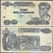 Bolívia 10 Bolivianos L.1986 2013 P-238A FE Série I