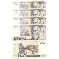 Brasil C-198 1 Cruzado Novo Carimbo 1989 FE - 5 Seq - Série 0769