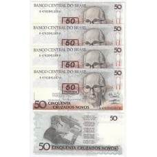 Brasil C-210 50 Cruzeiros Carimbo 1990 FE - 5 Seq - Série 4782