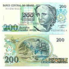 Brasil C-212 200 Cruzeiros Carimbo 1990 FE Brasil C-212 200 Cruzeiros Carimbo 1990 FE
