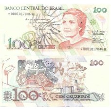 Brasil C-214a 100 Cruzeiros 1990 FE Série 0001 *Asterisco