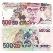Brasil C-236 500 Cruzeiros Reais Carimbo 1993 FE - Série 8844 Brasil C-236 500 Cruzeiros Reais Carimbo 1993 FE - Série 8844