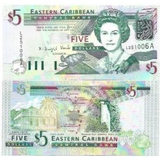 Caribe 5 Dollars 2003 Fe P-42a Antigua - Rainha Caribe 5 Dollars 2003 Fe P-42a Antigua - Rainha