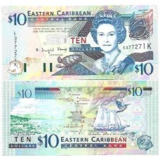 Caribe 10 Dollars ND2003 P-43K St Kitts FE Rainha Caribe 10 Dollars ND2003 P-43K St Kitts FE Rainha