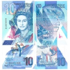Caribe 10 Dollars 2019 FE P-57a Polím Rainha Caribe 10 Dollars 2019 FE P-57a Polím Rainha