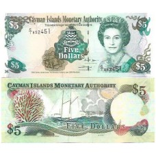 Ilhas Cayman 5 Dollars 2005 FE P-34a Rainha