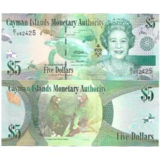 Ilhas Cayman 5 Dollars 2010 FE P-39a Rainha