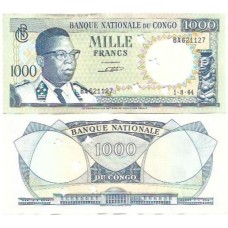 Congo Rep Dem 1.000 Francs 1964 FE P-8a