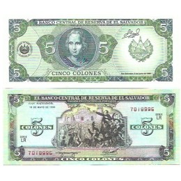 El Salvador 5 Colones 1990 FE P-138a