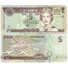 Ilhas Fiji 5 Dollars ND2002 FE P-105b Rainha