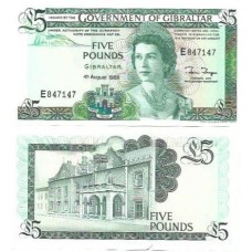 Gibraltar 5 Pounds 1988 P-21b Fe Rainha