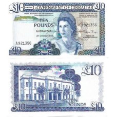 Gibraltar 10 Pounds 1986 P-22b Fe Rainha