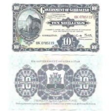 Gibraltar 10 Shillings 2018 P-41a Fe Comem (Reedição de 1934)