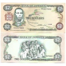 Jamaica 2 Dollars 1993 P-69e Fe