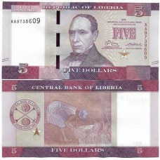 Libéria 5 Dollars 2016 Fe P-31a Libéria 5 Dollars 2016 Fe P-31a