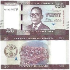 Libéria 20 Dollars 2017 P-33b Fe Libéria 20 Dollars 2017 P-33b Fe