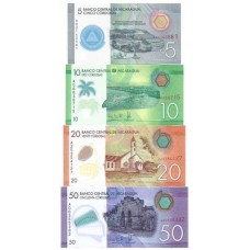Nicarágua 1 - 5/10/20/50 Córdobas Polím - Ver Descrição