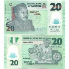 Nigéria 20 Naira 2011 FE P-34g1 Polím Nigéria 20 Naira 2011 FE P-34g1 Polím