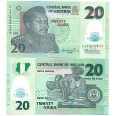 Nigéria 20 Naira 2013 FE P-34h Polím Nigéria 20 Naira 2013 FE P-34h Polím