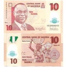 Nigéria 10 Naira 2013 FE P-39d Polím Nigéria 10 Naira 2013 FE P-39d Polím