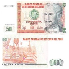 Peru 50 Intis 1987 FE P-131b Peru 50 Intis 1987 FE P-131b