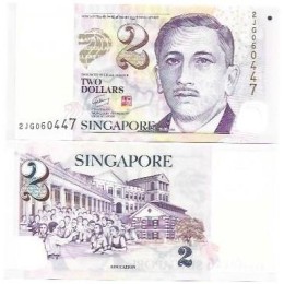 Singapura 2 Dollars 2006 FE P-46a Polím
