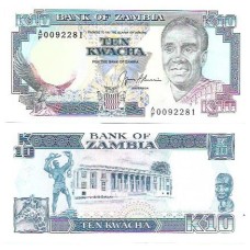 Zâmbia 10 Kwacha 1989/91 FE P-31b