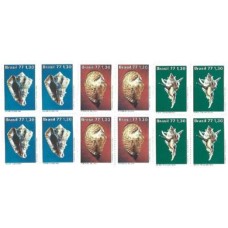 1S - SC C-0992/993/994 Qdr Série Moluscos Brasileiros 1977 Mint